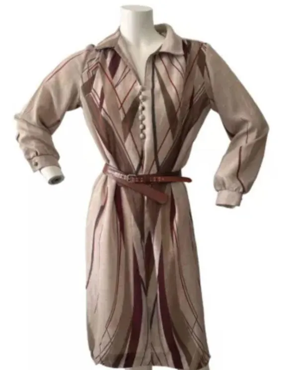 Vintage 70s Mary Martin Florida brown long sleeve tunic western maxi dress M - Image 2