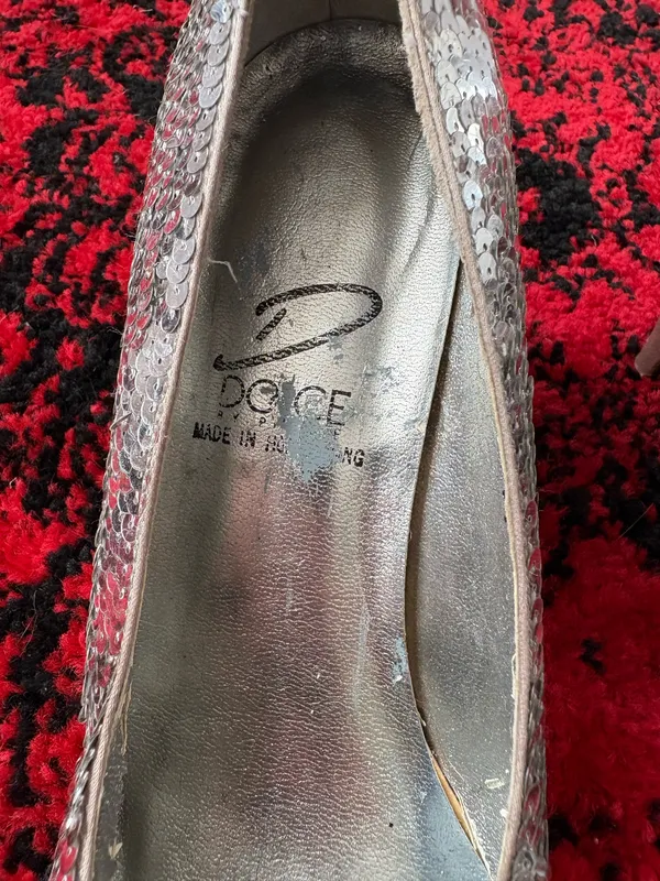 Silver Vintage Sequin Heels Size 10 - Image 5