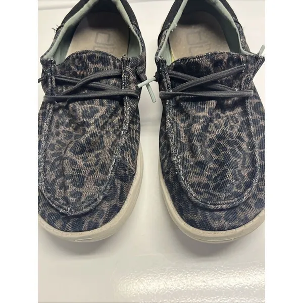 Hey Dude Shoes Wendy Sox Leo Brown Women’s Size 6 Slip On Loafer Fabric Leopard - Image 2