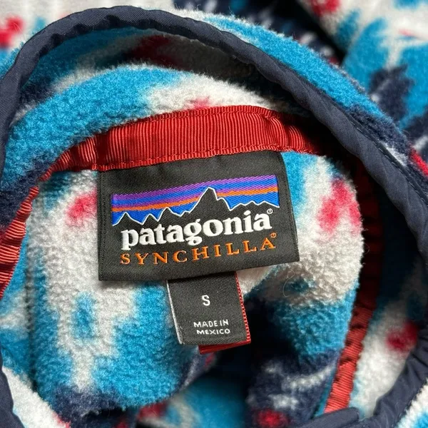 Patagonia Synchilla Fleece Snap-T Pullover Forest Carpet Deep Sea Blue Small - Image 14