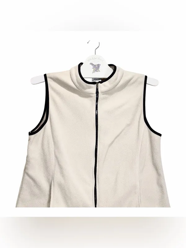 TAIL Vintage Women’s Full Zip Fleece Sleeveless Golf Vest Cream Trim Size Large - Image 5