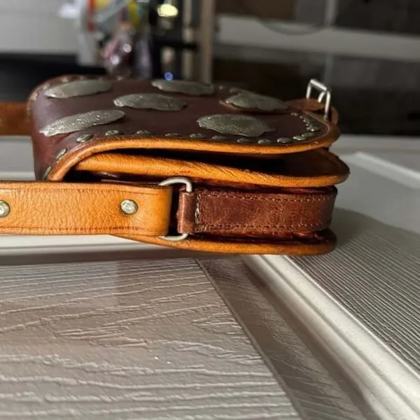 Western Leather Saddle Bag Brown - Image 5