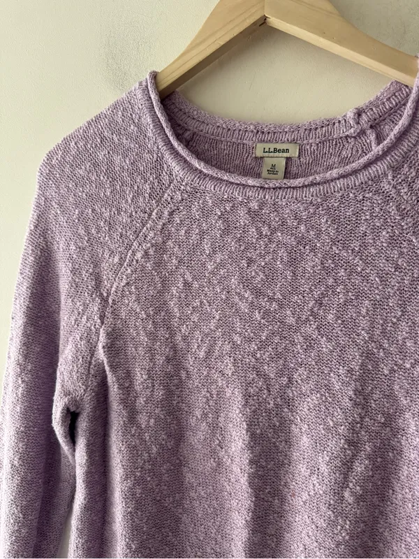 L.L. Bean Lilac Purple Cotton Sweater Size M - Image 3