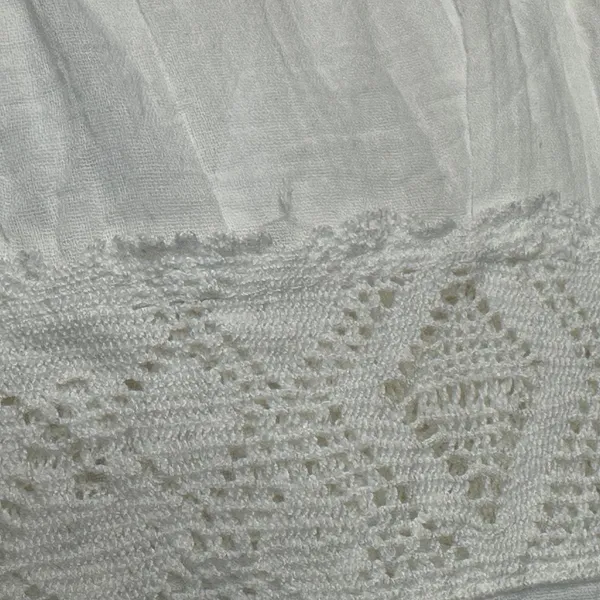 Vtg Women Off Shoulder Dress L White Small‎ Boho Cottagecore Lace Tiered Fairy - Image 7