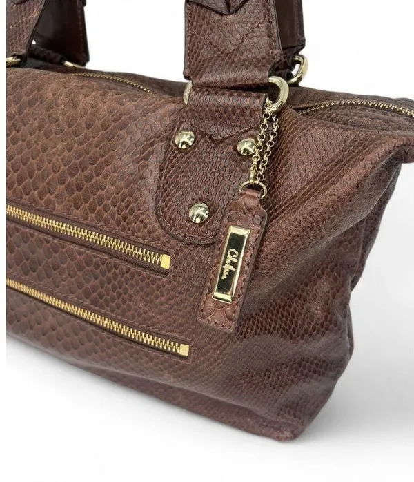 Cole Haan Bethany Snakeskin Leather Purse Shoulder Medium Sized Top Bag - Image 2