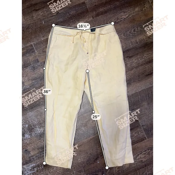 The Limited Pale Yellow 100 % Linen Drawstring Chinos Size‎ 14 NEW Cuffed Ankle - Image 8