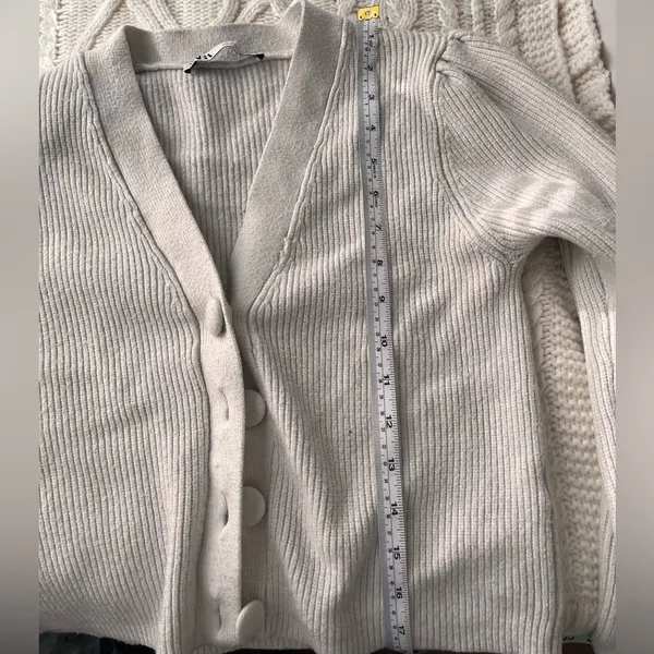 Zara Ribbed Knit Bell Sleeve Button Up Cardigan Women's XS - Image 4