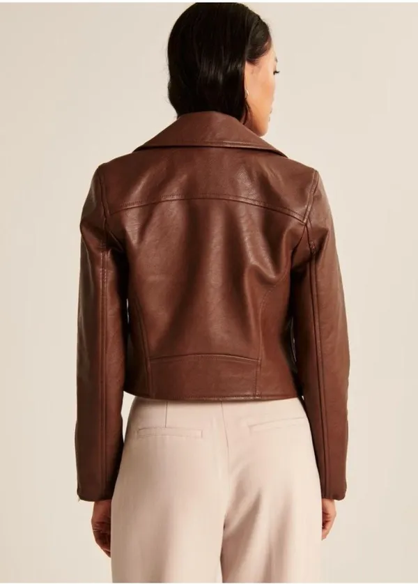 Abercrombie Vegan Leather Brown Jacket - Image 3