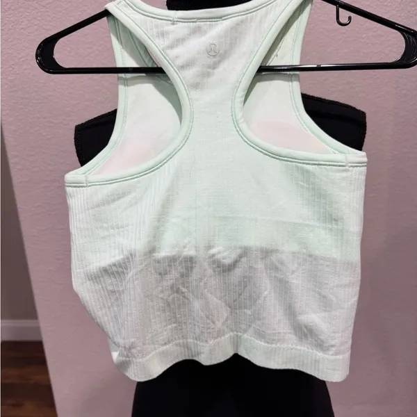 Lululemon Ebb to Flow Mint Green Fitted Crop Tank Top - Image 2