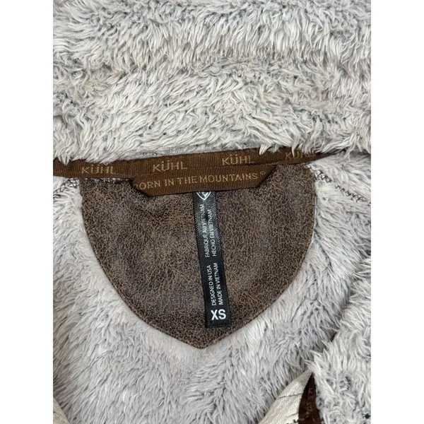 Kuhl Womens Flight Jacket Beige Avina Full Zip Sherpa Fleece Hooded Outdoor XS - Image 4