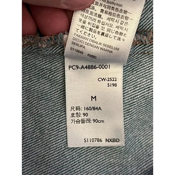 Levi's Tank Top Womens Medium Blue Denim Button Front Buckle Strap Cropped - Image 8