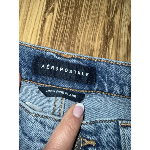 Aeropostale Women's Sz‎ 8 R High Rise Flare Soft Flex Distressed Jeans - Image 2