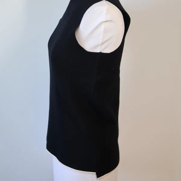 ZARA Black Knit Sleeveless Turtleneck Sweater Vest Minimalist Layering Small - Image 3