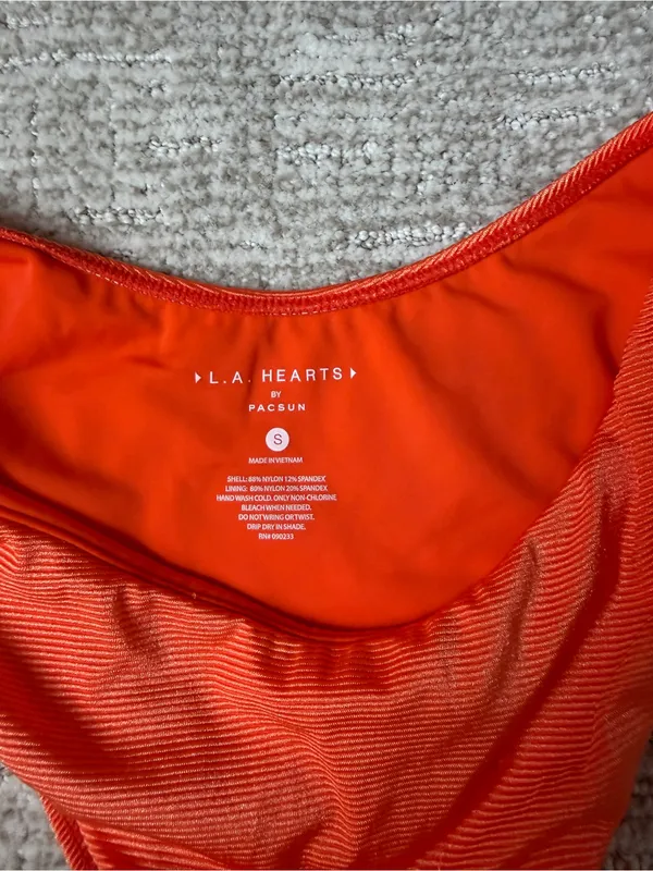 PacSun Bright Orange Ribbed Bikini Set - Image 3