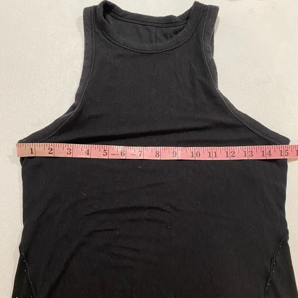 Lululemon Black Ribbed High Neck Tank Top Size 8 Athletic Yoga Basic - Image 5