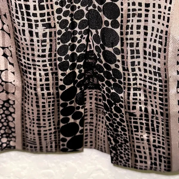 Handmade Abstract Print Skirt Medium Neutral Black Beige Midi Skirt‎ - Image 4