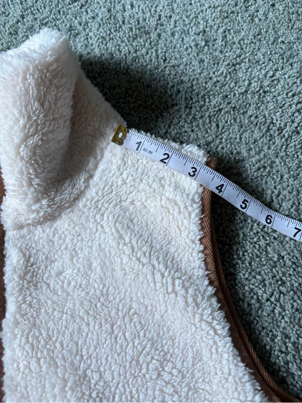 Chaps Faux Shearling Fleece Sherpa Vest Full Zip Womens Size XL Cream Brown NWT - Image 4