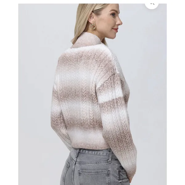 525 america sweater WILLOW: OMBRE SEQUIN CROP CARDIGAN Size XS Beige Cream - Image 2