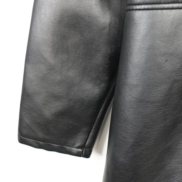 Vintage Faux Vegan Black Leather Jacket Blazer - Image 12
