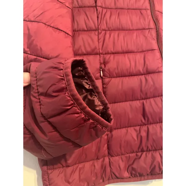 Abercrombie & Fitch Dark Red Puffer Jacket Logo Lightweight Size XL - Image 3
