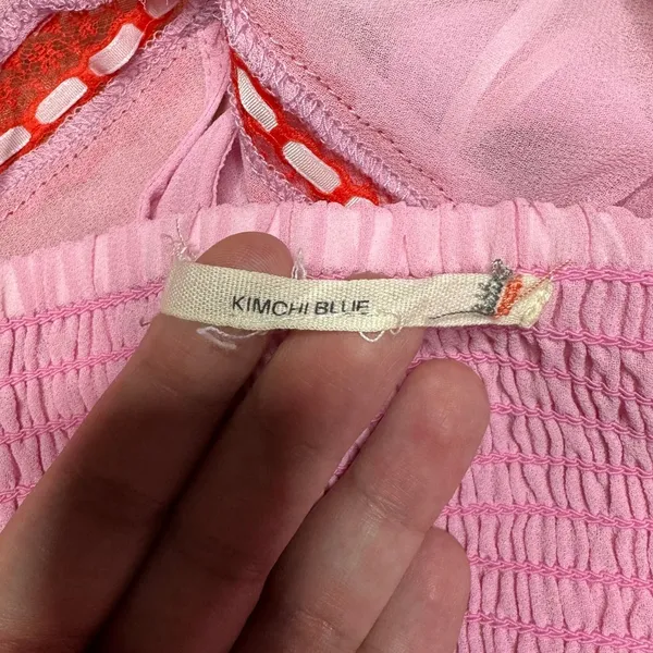 Kimchi Blue Ivy Lace Inset Cami Pink Red Tie Front Urban Outfitters XS S - Image 6