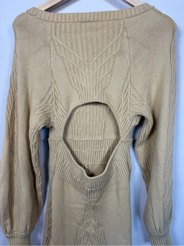 Free People Emmaline Mini Sweater Dress Womens Small NWT Cutout Puff Sleeve - Image 15