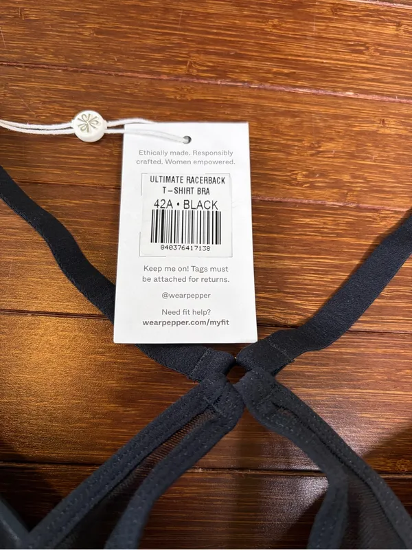 Pepper Racerback Lift Up Bra front closure clasp and a keyhole Racerback Sz 42A - Image 4