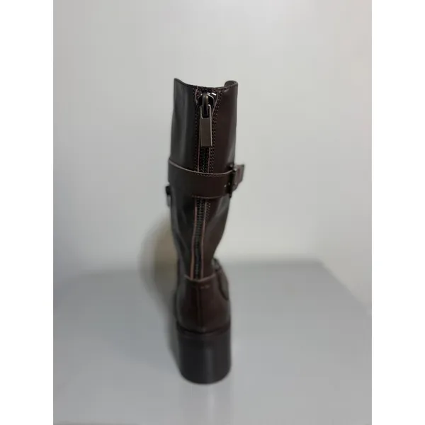 Rare Dolce Vita Lenon Leather Moto Boots Buttered Oak Size 6 Unreleased Sample - Image 13