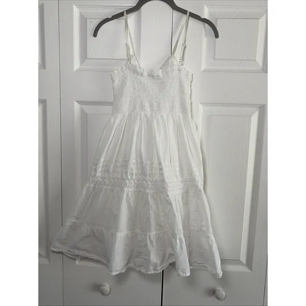 Speechless Swiss Dot Eyelet Tiered Sundress Womens Size S White Boho Cotton Y2K - Image 5
