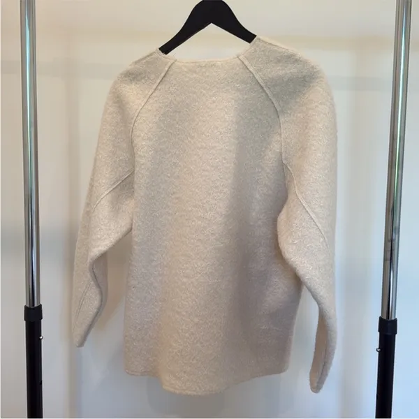 Zara ivory off white ivory oversized boucle crew neck sweatshirt sweater - Image 7
