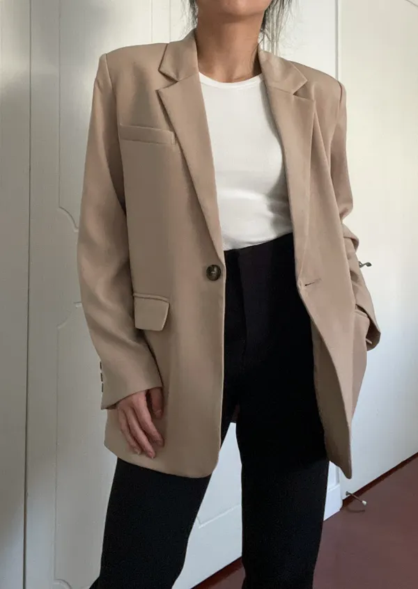 NA-KD Classic Oversized Blazer Beige - Image 2