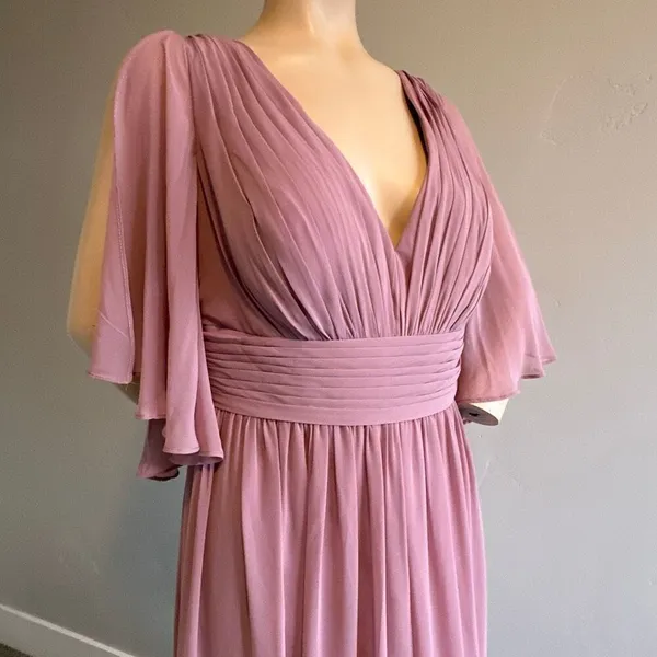 Azazie Temeka Vintage Mauve A-Line Ruched Chiffon Dress - Image 8