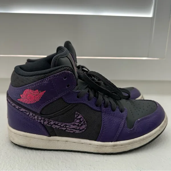 Nike Air Jordan 1 Mid Purple Black Elephant Swoosh Women’s 7.5 - Image 6