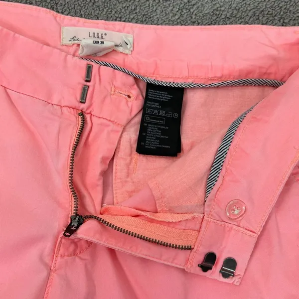 H&M Twill Cuffed Chino‎ Bermuda Shorts Neon Coral Size 6 Stretch - Image 5