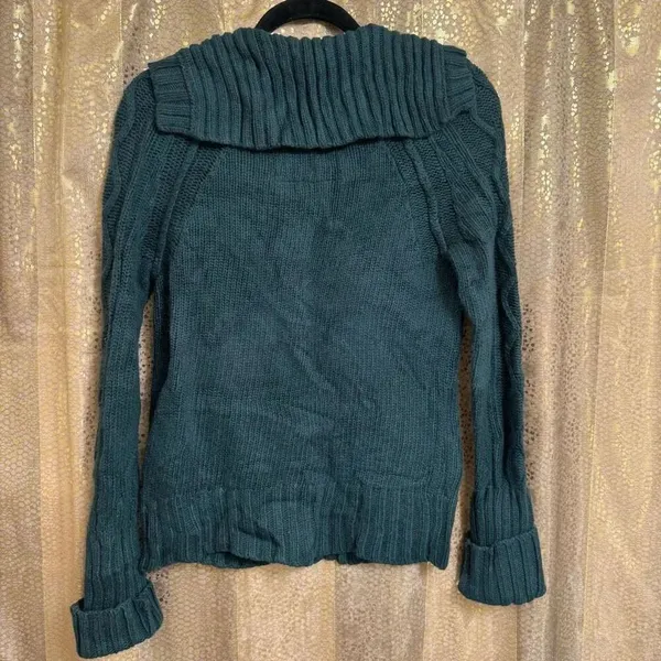 American Eagle Vintage 2000s Emerald Green Chunky Knit Preppy Sweater L - Image 2