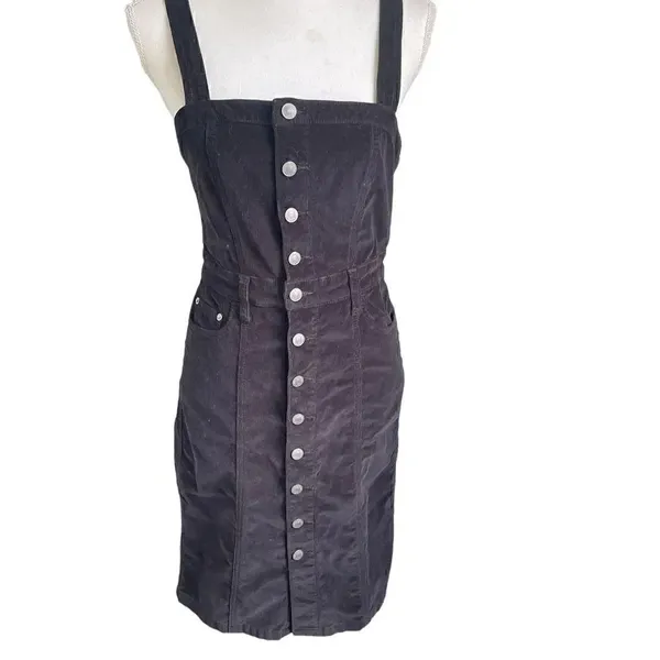 Free People Women’s Corduroy Jumper mini dress Black Size 28 - Image 3
