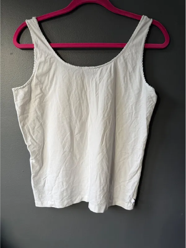 Lauren Ralph Lauren White Cotton Blend Tank Top Size Large - Image 2