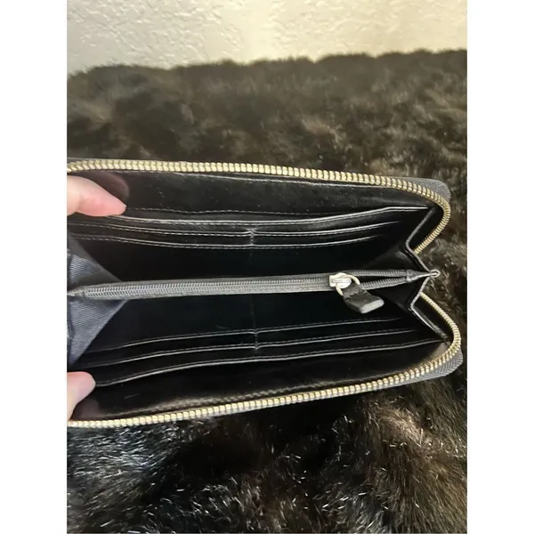 Badgley Mischka Black brown Soft Vegan Leather Wallet , Zipper‎ - Image 3