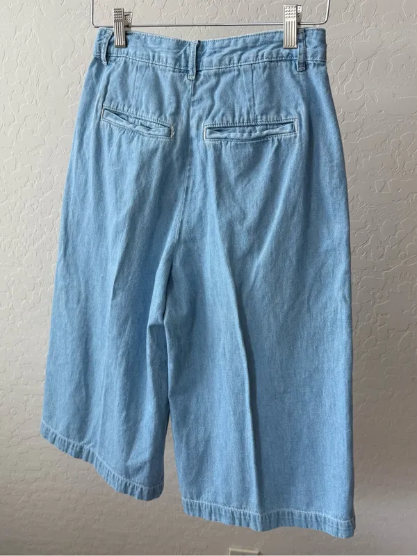 Pilcro and the letterpress by Anthropologie Mina Chambray Culottes Gaucho Pants - Image 7