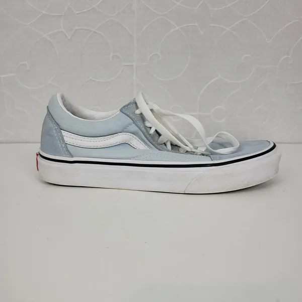 Vans Women's Old Skool Sneakers 6 Light Blue Suede Canvas Skate Lace Up Shoes - Image 3