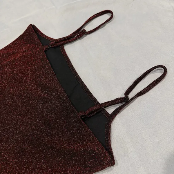 NWT Shein Burgundy Glitter Maxi Dress NWT- Split Thigh Bodycon Prom Gown Sz XS - Image 15