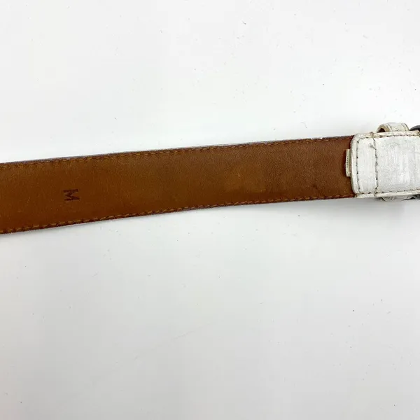 Ralph Lauren Vintage White Leather Belt Monogram Logo - Image 11