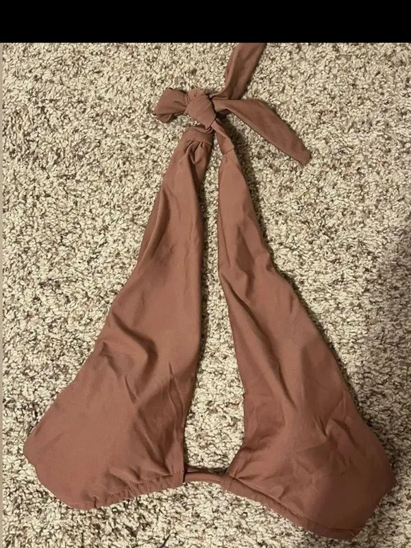 Aurelle Swim Classic Halter Bikini in Mauve Brown - Size Small - Image 5