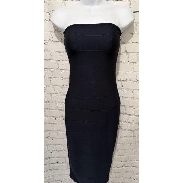 Missguided Strapless Bandage Bandeau Bodycon Midi Navy Blue dress Size 6 - Image 2