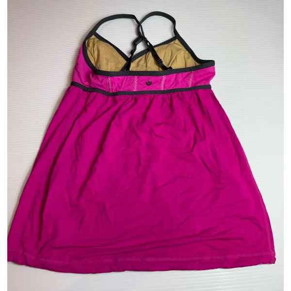 Lululemon Tank Top Athletic Built In Bra Hot Pink Criss‎ Cross Back Activewear - Image 4
