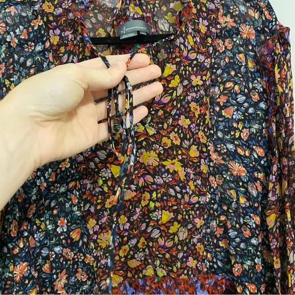 Anthropologie Sheer Floral Flowy Dress size Medium - Image 8