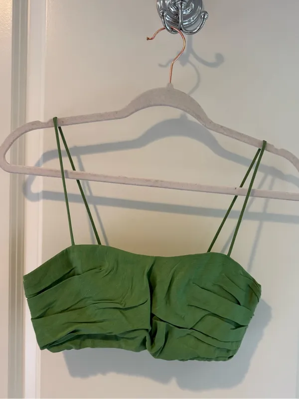 Aje Thea Draped Twist Fern Green Crop Top| Size 4 - Image 4