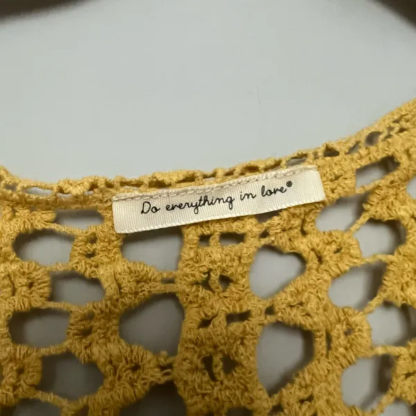 Do Everything In Love NEW NWT Yellow Eyelet Crochet Sweater - Image 6