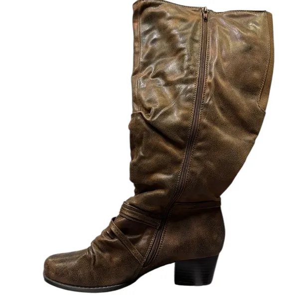 Yuu Womens Ryley Stacked Heel Below Knee Riding Boots Womens 8 W - Image 4