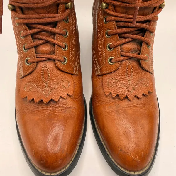 Ariat Heritage Lacer Womens Cognac Brown Leather Western Lace Up Boots Kiltie 7B - Image 6